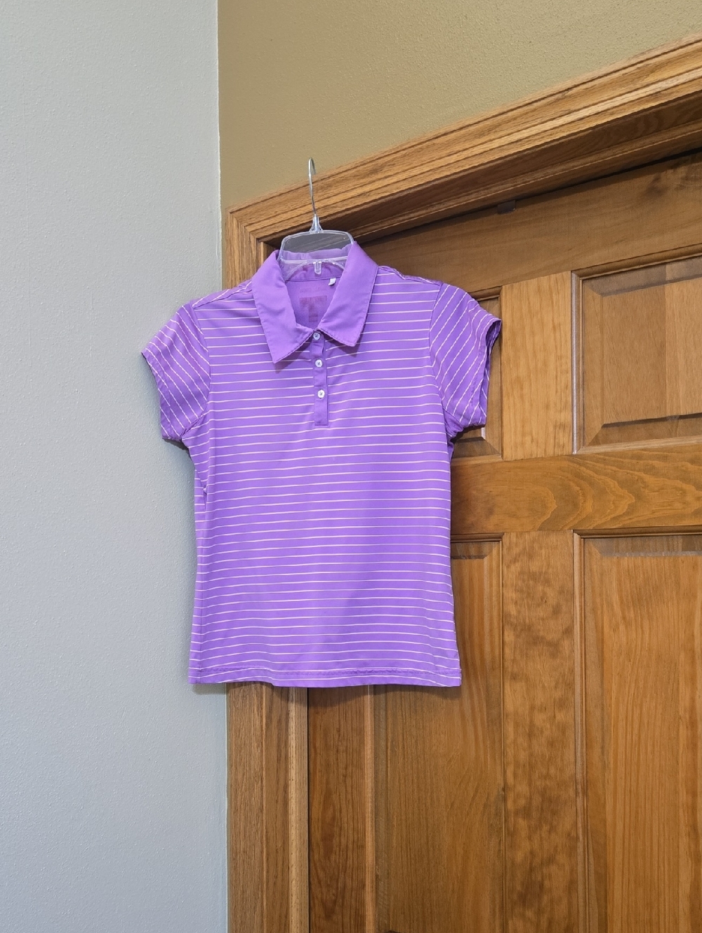 adidas Purple Striped Polo Top